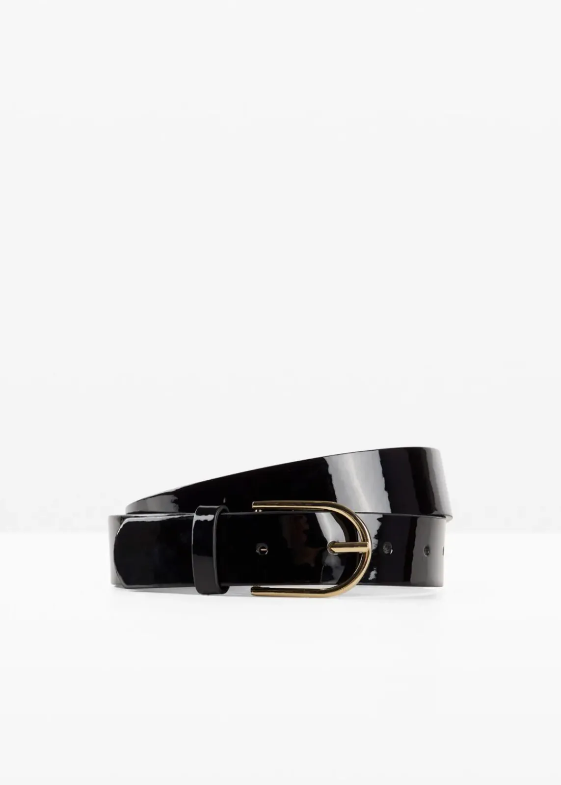 bonprix Gürtel|Schuhe & Accessoires In Spezialgrößen·Gürtel^Lackgürtel schwarz/goldfarben