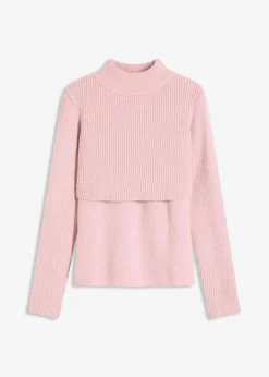 bonprix Bekleidung·Umstandsmode|Bekleidung·Jeans^Lagenpullover aschrosa/zartrosa
