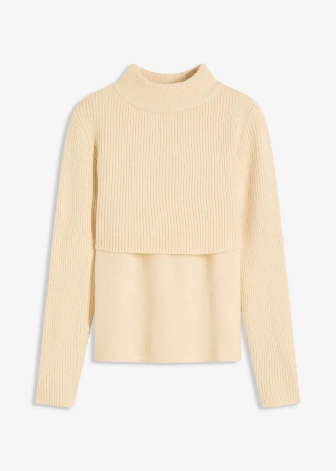 bonprix Pullover & Strickjacken|Strickmode^Lagenpullover kieselbeige/wollweiß