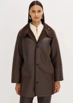 bonprix Bekleidung·Hosen|Jacken & Mäntel^Lammfellimitat-Jacke dunkelbraun