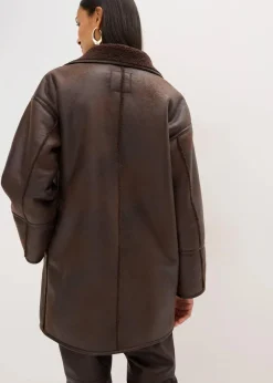 bonprix Bekleidung·Hosen|Jacken & Mäntel^Lammfellimitat-Jacke dunkelbraun