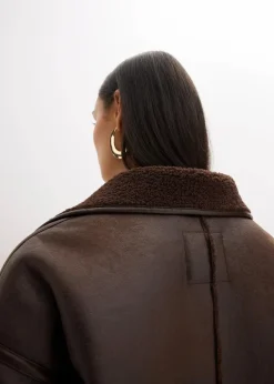 bonprix Bekleidung·Hosen|Jacken & Mäntel^Lammfellimitat-Jacke dunkelbraun