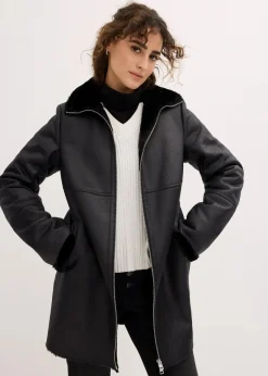 bonprix Bekleidung·Hosen|Jacken & Mäntel^Lammfellimitat-Jacke schwarz