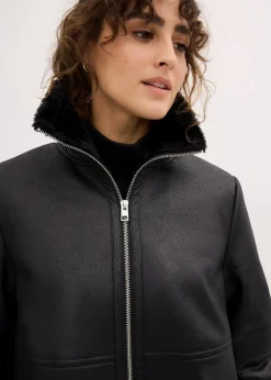 bonprix Bekleidung·Hosen|Jacken & Mäntel^Lammfellimitat-Jacke schwarz