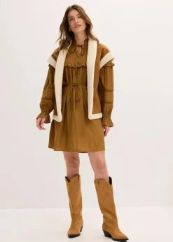 bonprix Bekleidung·Hosen|Jacken & Mäntel^Lammfellimitat-Weste cognac braun/naturbeige