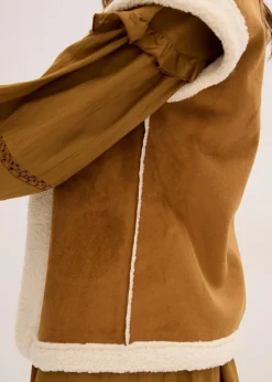 bonprix Bekleidung·Hosen|Jacken & Mäntel^Lammfellimitat-Weste cognac braun/naturbeige