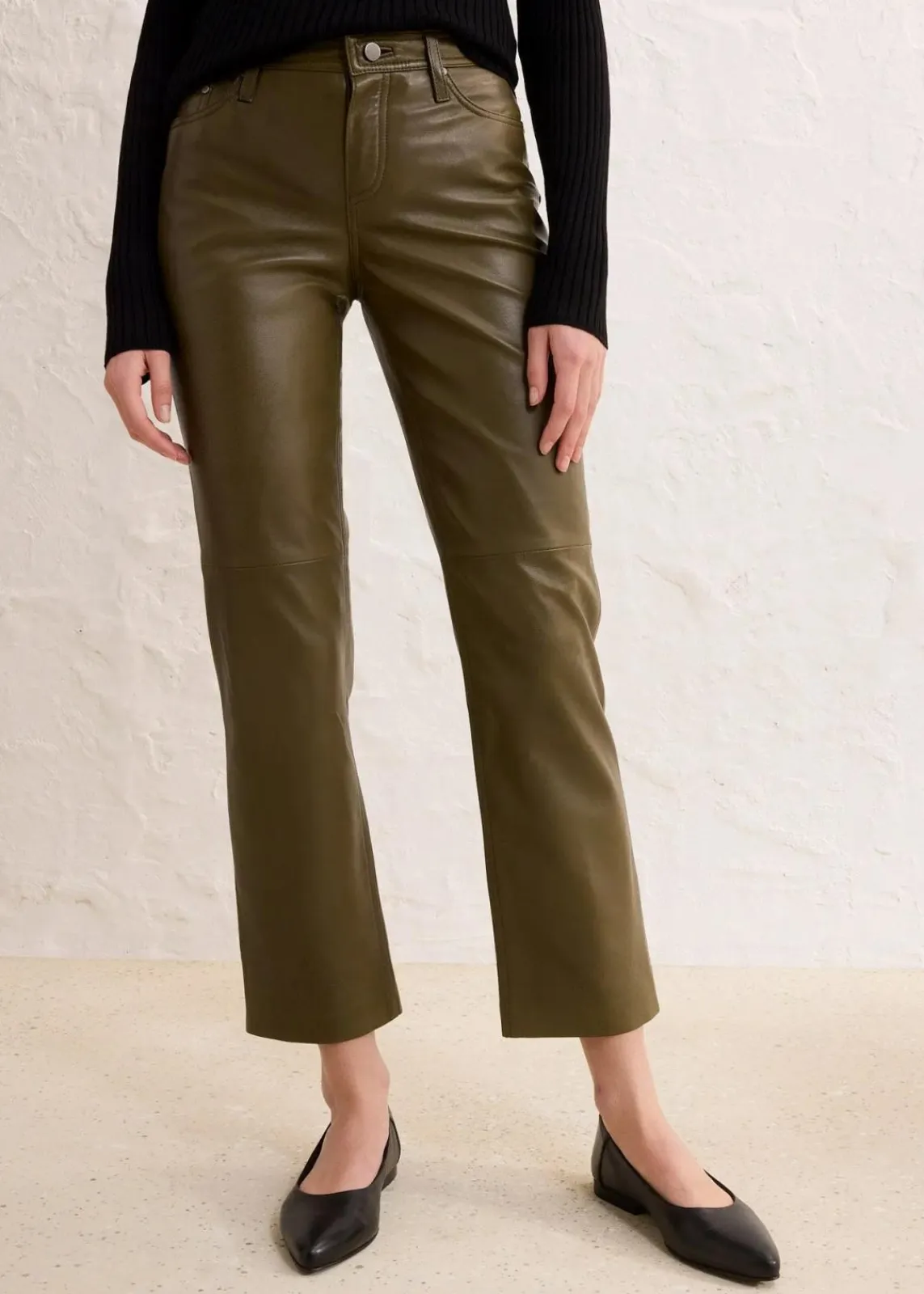 bonprix Premium|Nachhaltigere Materialien^Lammnappa-Lederhose khakigrün