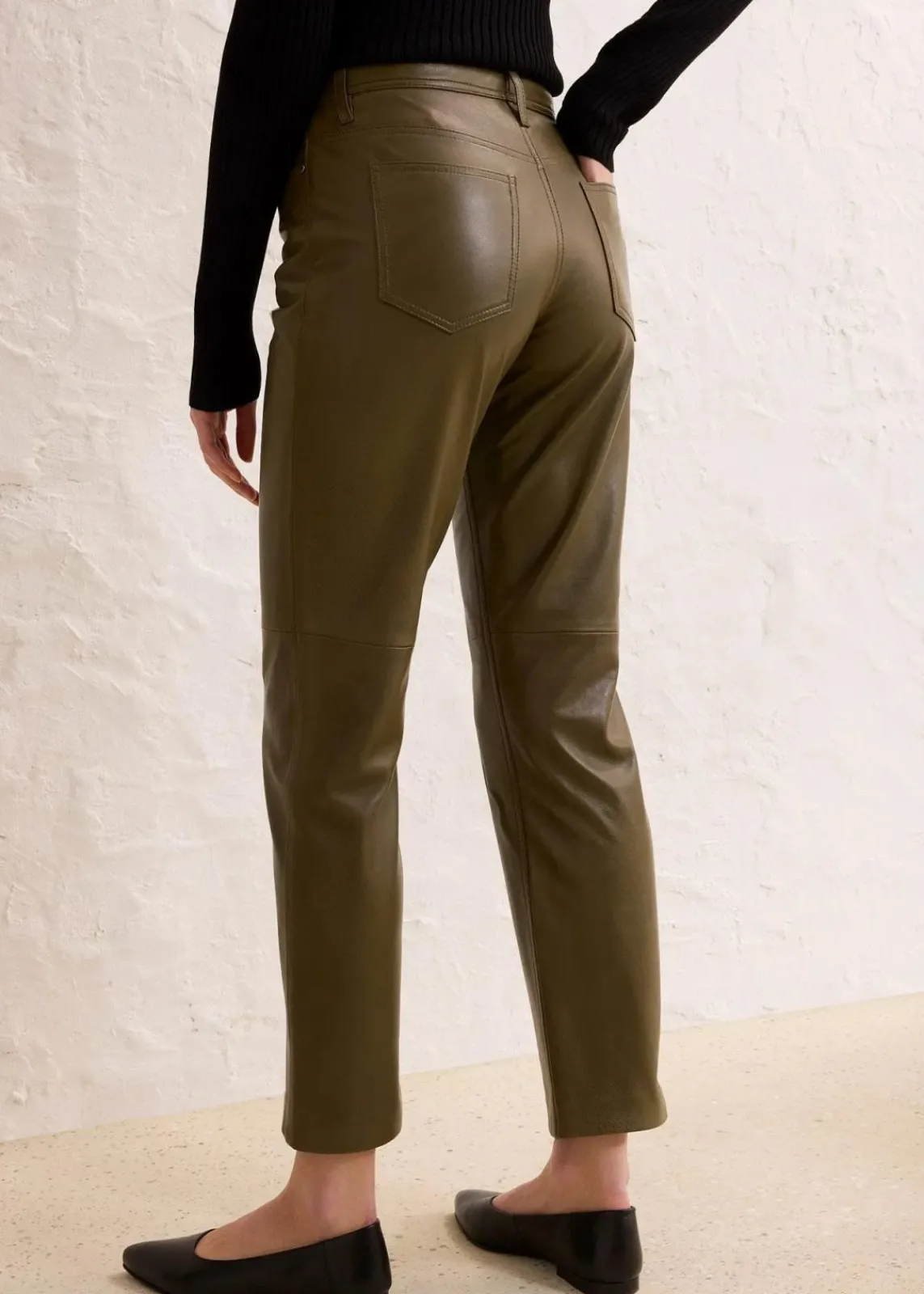 bonprix Premium|Nachhaltigere Materialien^Lammnappa-Lederhose khakigrün