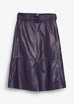 bonprix Bekleidung·Sportbekleidung|Röcke^Lammnappa-Lederrock mit Gürtel (2-tlg.-Set) pflaume