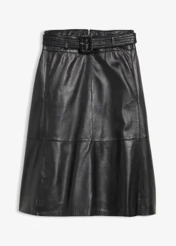 bonprix Bekleidung·Sportbekleidung|Röcke^Lammnappa-Lederrock mit Gürtel (2-tlg.-Set) schwarz