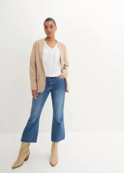 bonprix Nachhaltigere Materialien|Blusen & Tuniken^Langarm Bluse mit V-Ausschnitt aus fließender Viskose weiß