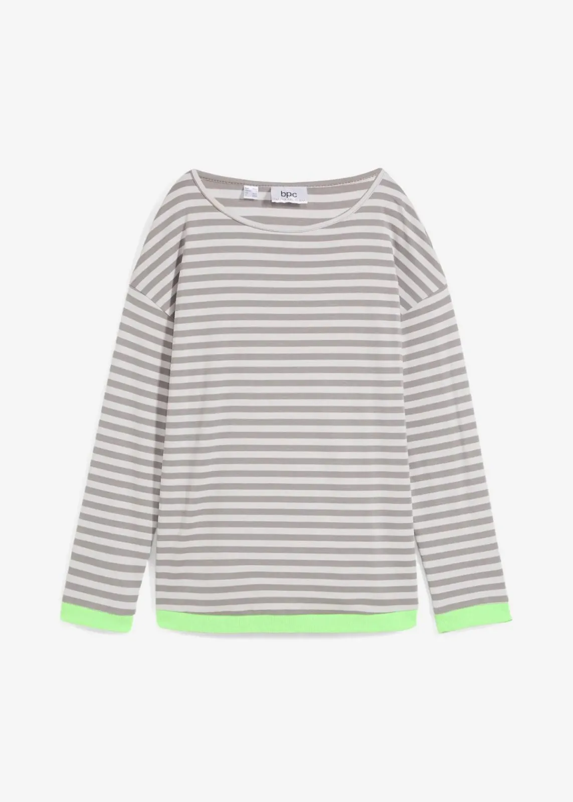 bonprix Nachhaltigere Materialien|Shirts & Tops^Langarmshirt mattsilber/grau geringelt