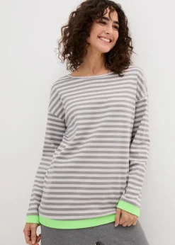 bonprix Nachhaltigere Materialien|Shirts & Tops^Langarmshirt mattsilber/grau geringelt