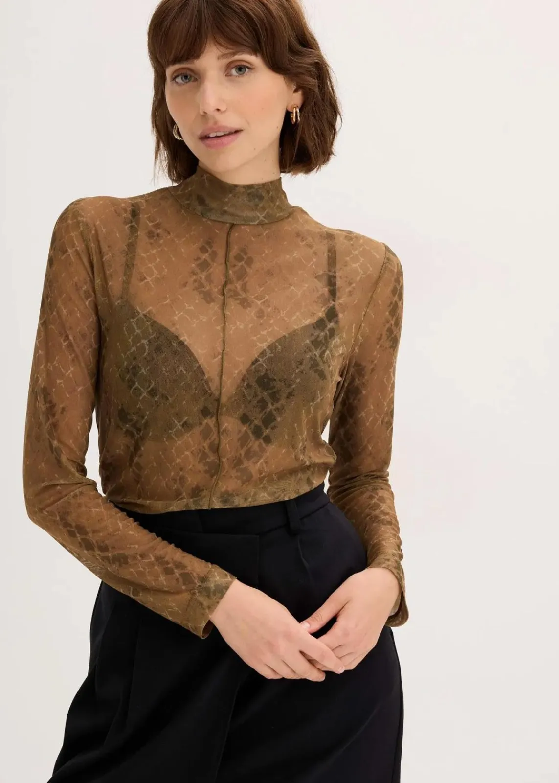 bonprix Shirts & Tops^Langarmshirt erdoliv/mistelgrün graphisch