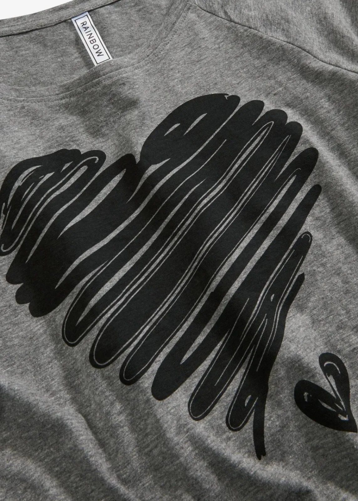 bonprix Shirts & Tops^Langarmshirt grau meliert/schwarz bedruckt