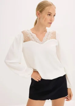 bonprix Shirts & Tops^Langarmshirt wollweiß