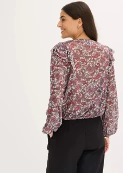 bonprix Shirts & Tops^Langarmshirt kieselbeige paisley