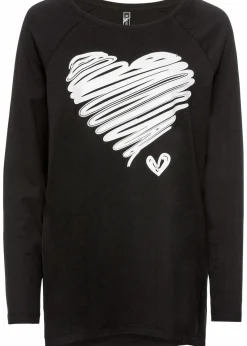 bonprix Shirts & Tops^Langarmshirt schwarz/weiß bedruckt
