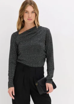 bonprix Shirts & Tops^Langarmshirt schwarz/silber