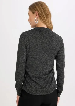 bonprix Shirts & Tops^Langarmshirt schwarz/silber