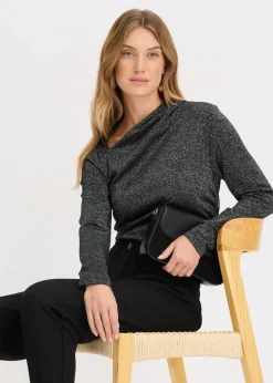 bonprix Shirts & Tops^Langarmshirt schwarz/silber
