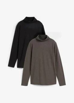 bonprix Shirts & Tops|Basics^Langarmshirt (2er Pack) schwarz+anthrazit meliert