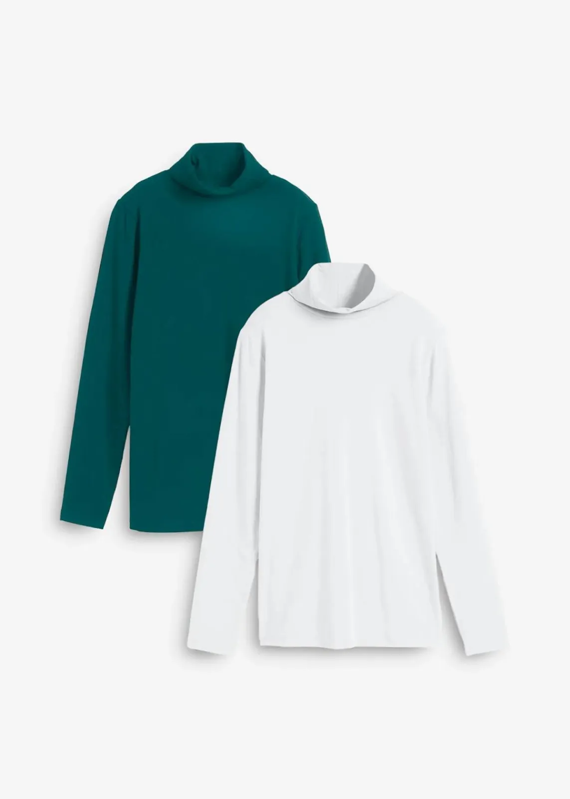 bonprix Bekleidung·Röcke|Nachhaltigere Materialien^Langarmshirt (2er Pack) tiefgrün+weiß