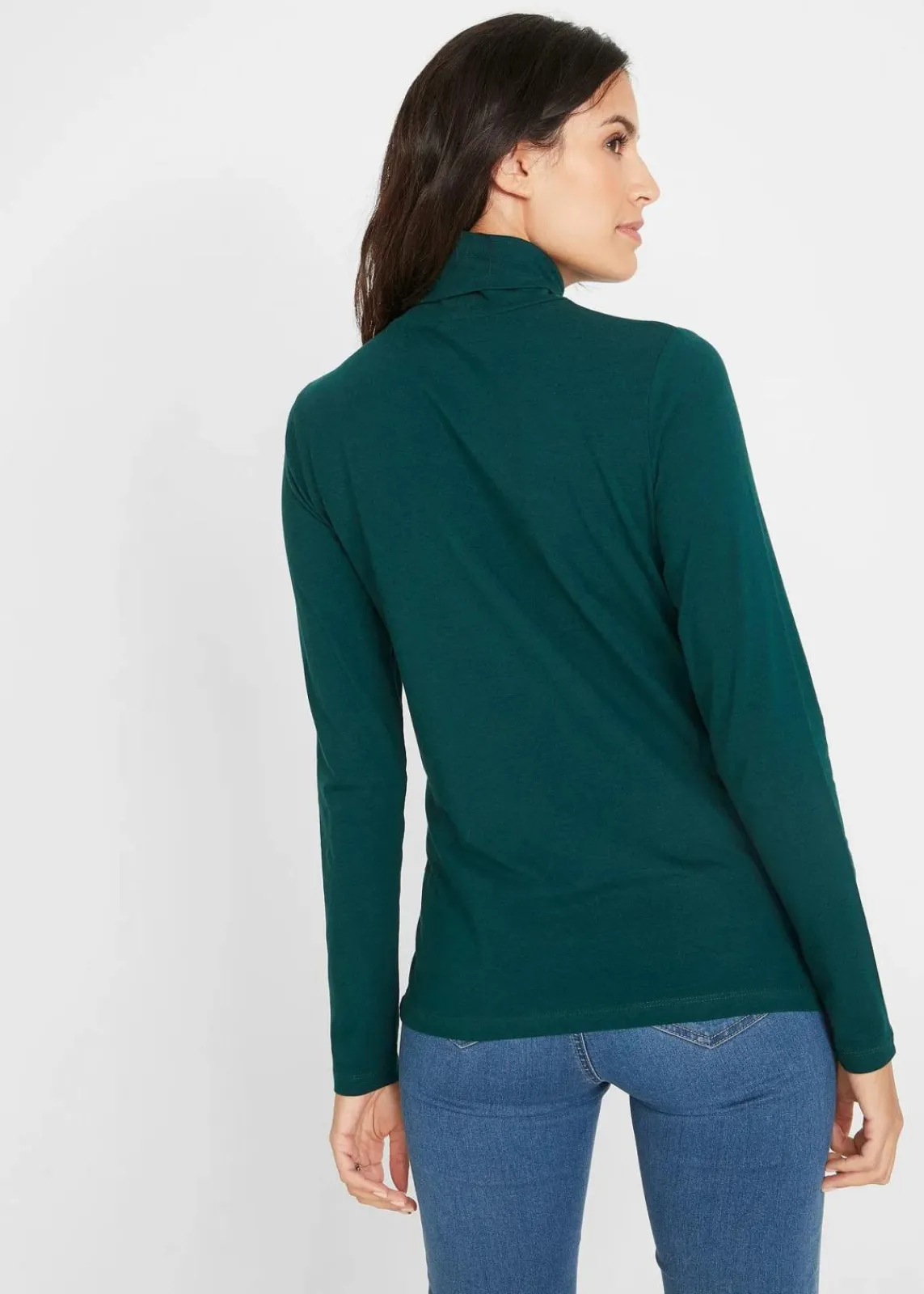 bonprix Bekleidung·Röcke|Nachhaltigere Materialien^Langarmshirt (2er Pack) tiefgrün+weiß