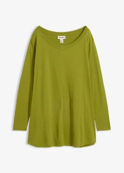 bonprix Shirts & Tops^Langarmshirt aus Baumwoll-Viskose-Mix moos