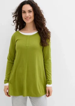 bonprix Shirts & Tops^Langarmshirt aus Baumwoll-Viskose-Mix moos