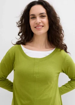 bonprix Shirts & Tops^Langarmshirt aus Baumwoll-Viskose-Mix moos