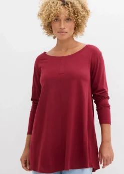 bonprix Shirts & Tops^Langarmshirt aus Baumwoll-Viskose-Mix pflaumenrot