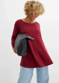bonprix Shirts & Tops^Langarmshirt aus Baumwoll-Viskose-Mix pflaumenrot