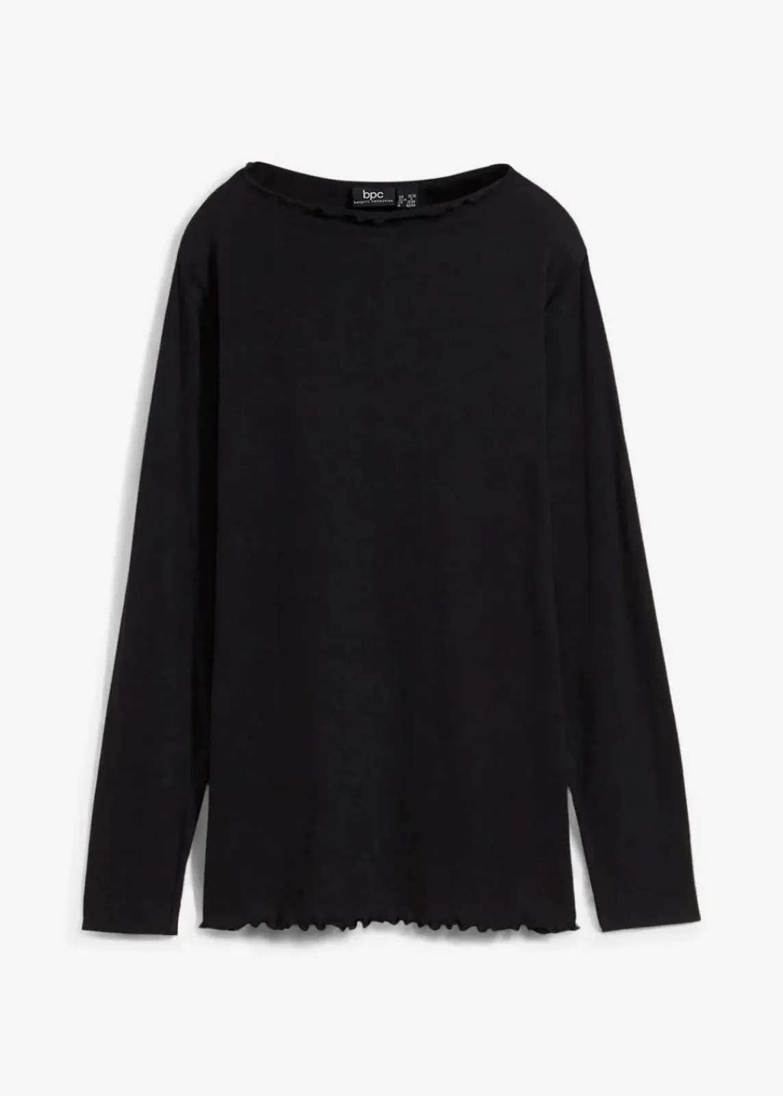 bonprix Shirts & Tops|Nachhaltigere Materialien^Langarmshirt aus Baumwollmix schwarz