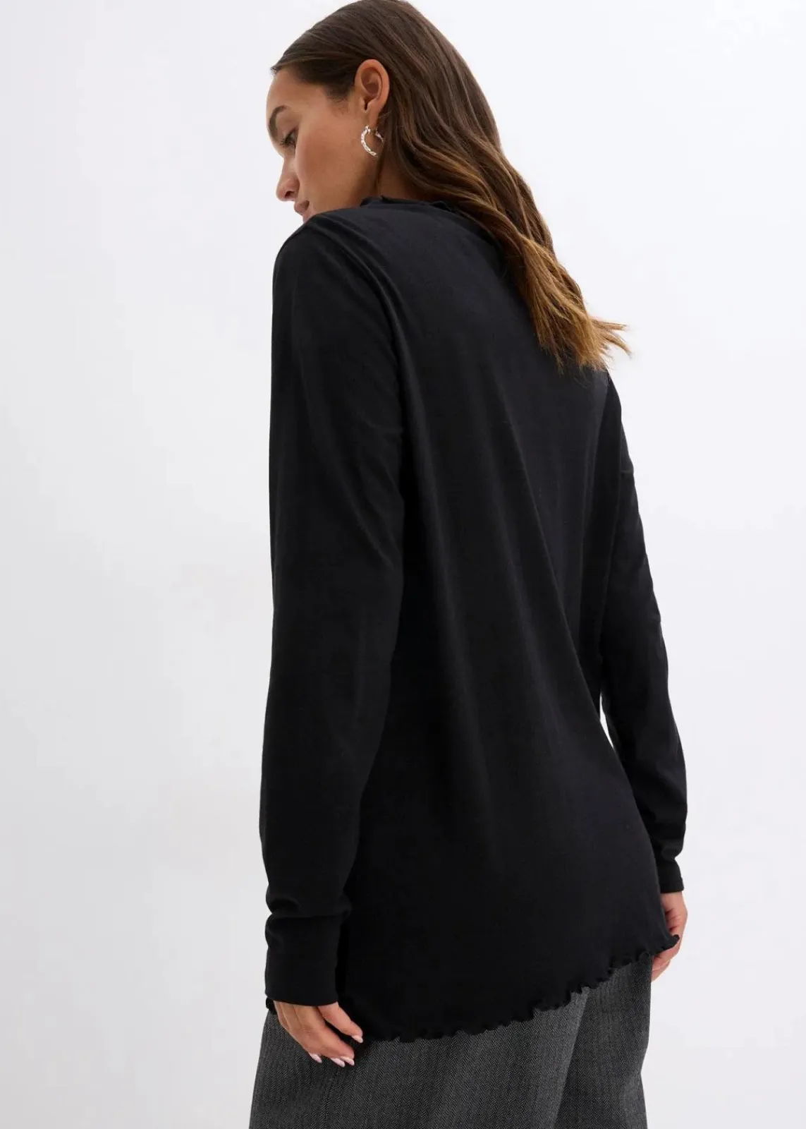 bonprix Shirts & Tops|Nachhaltigere Materialien^Langarmshirt aus Baumwollmix schwarz