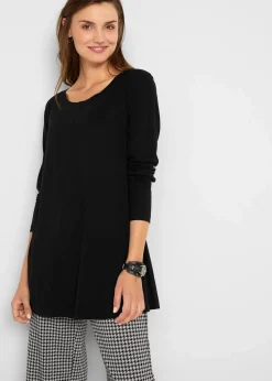 bonprix Shirts & Tops^Langarmshirt aus Baumwoll-Viskose-Mix schwarz