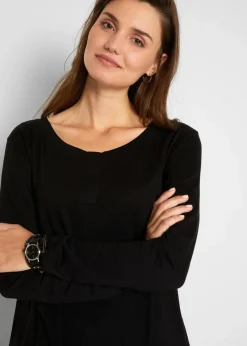 bonprix Shirts & Tops^Langarmshirt aus Baumwoll-Viskose-Mix schwarz