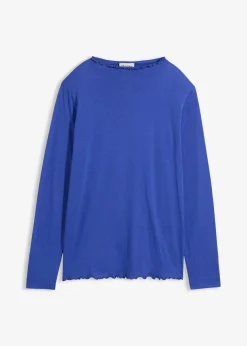 bonprix Nachhaltigere Materialien|Shirts & Tops^Langarmshirt aus Baumwollmix edelsteinblau