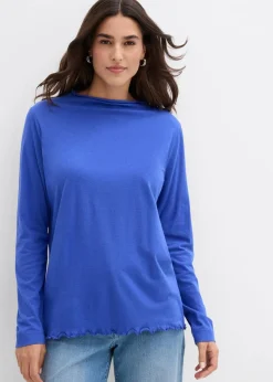 bonprix Nachhaltigere Materialien|Shirts & Tops^Langarmshirt aus Baumwollmix edelsteinblau