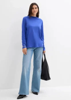 bonprix Nachhaltigere Materialien|Shirts & Tops^Langarmshirt aus Baumwollmix edelsteinblau