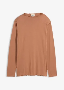 bonprix Nachhaltigere Materialien|Shirts & Tops^Langarmshirt aus Baumwollmix schokosorbet
