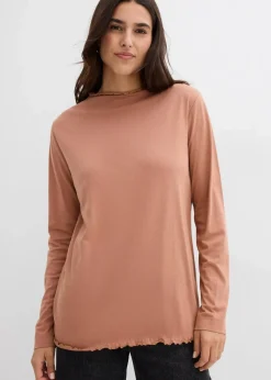 bonprix Nachhaltigere Materialien|Shirts & Tops^Langarmshirt aus Baumwollmix schokosorbet