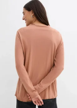 bonprix Nachhaltigere Materialien|Shirts & Tops^Langarmshirt aus Baumwollmix schokosorbet