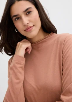 bonprix Nachhaltigere Materialien|Shirts & Tops^Langarmshirt aus Baumwollmix schokosorbet