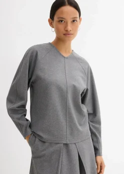 bonprix Shirts & Tops|Zweiteiler & Sets^Langarmshirt aus bequemen Punto di Roma grau meliert