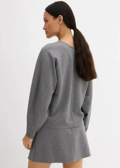 bonprix Shirts & Tops|Zweiteiler & Sets^Langarmshirt aus bequemen Punto di Roma grau meliert
