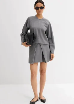 bonprix Shirts & Tops|Zweiteiler & Sets^Langarmshirt aus bequemen Punto di Roma grau meliert