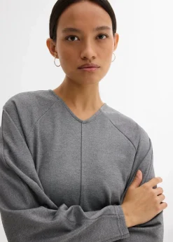 bonprix Shirts & Tops|Zweiteiler & Sets^Langarmshirt aus bequemen Punto di Roma grau meliert