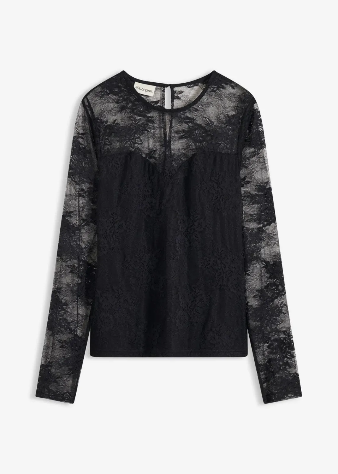 bonprix Shirts & Tops^Langarmshirt aus feiner Spitze schwarz
