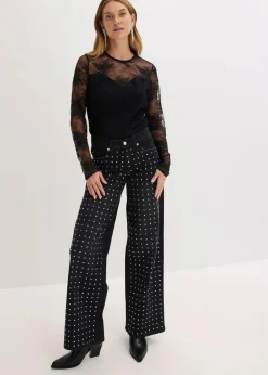 bonprix Shirts & Tops^Langarmshirt aus feiner Spitze schwarz